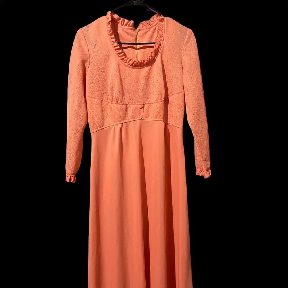 1960s 60s 1970s 70s pink union made maxi dress
